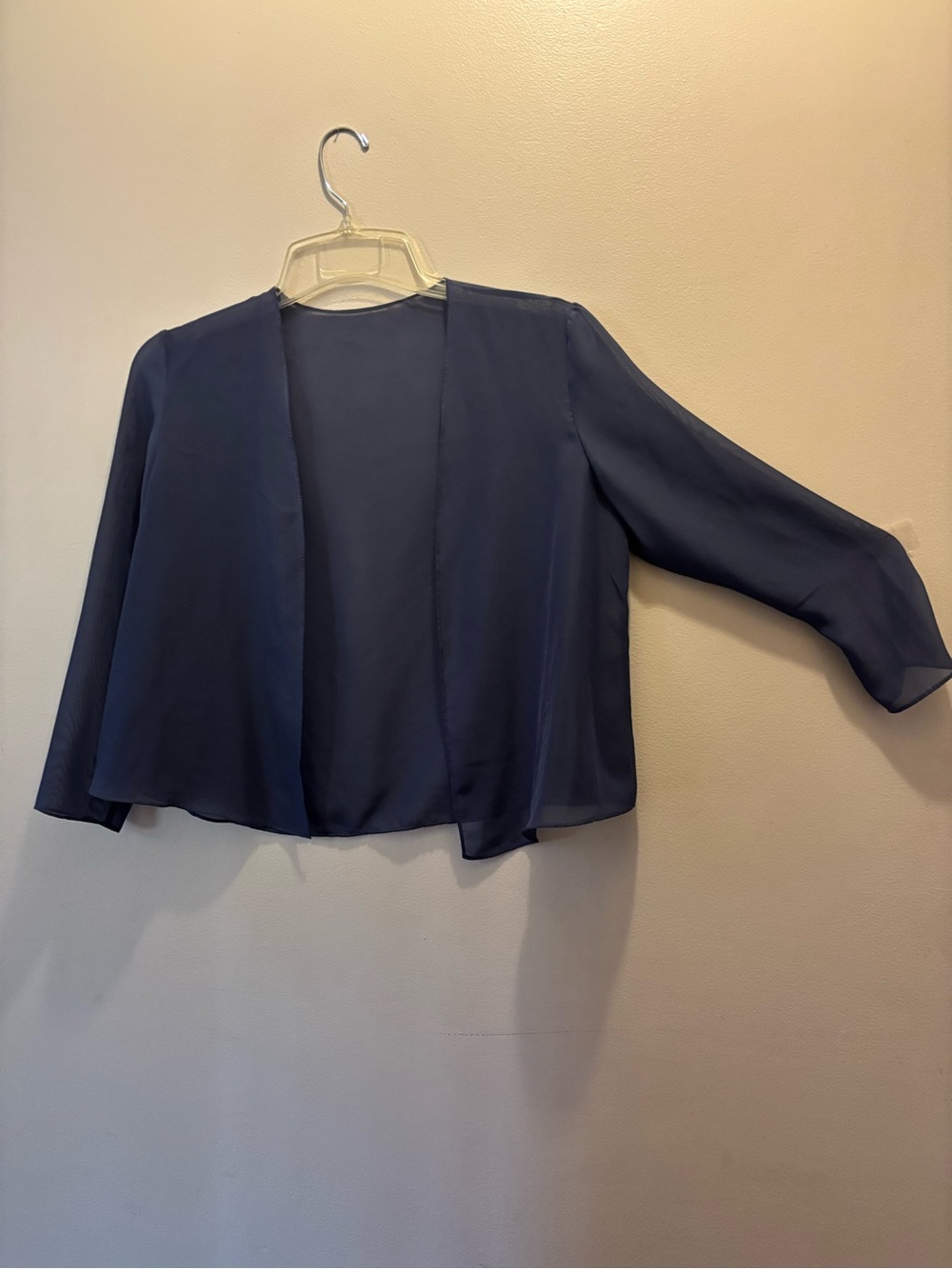 Women's Navy Open-Front Chiffon Jacket